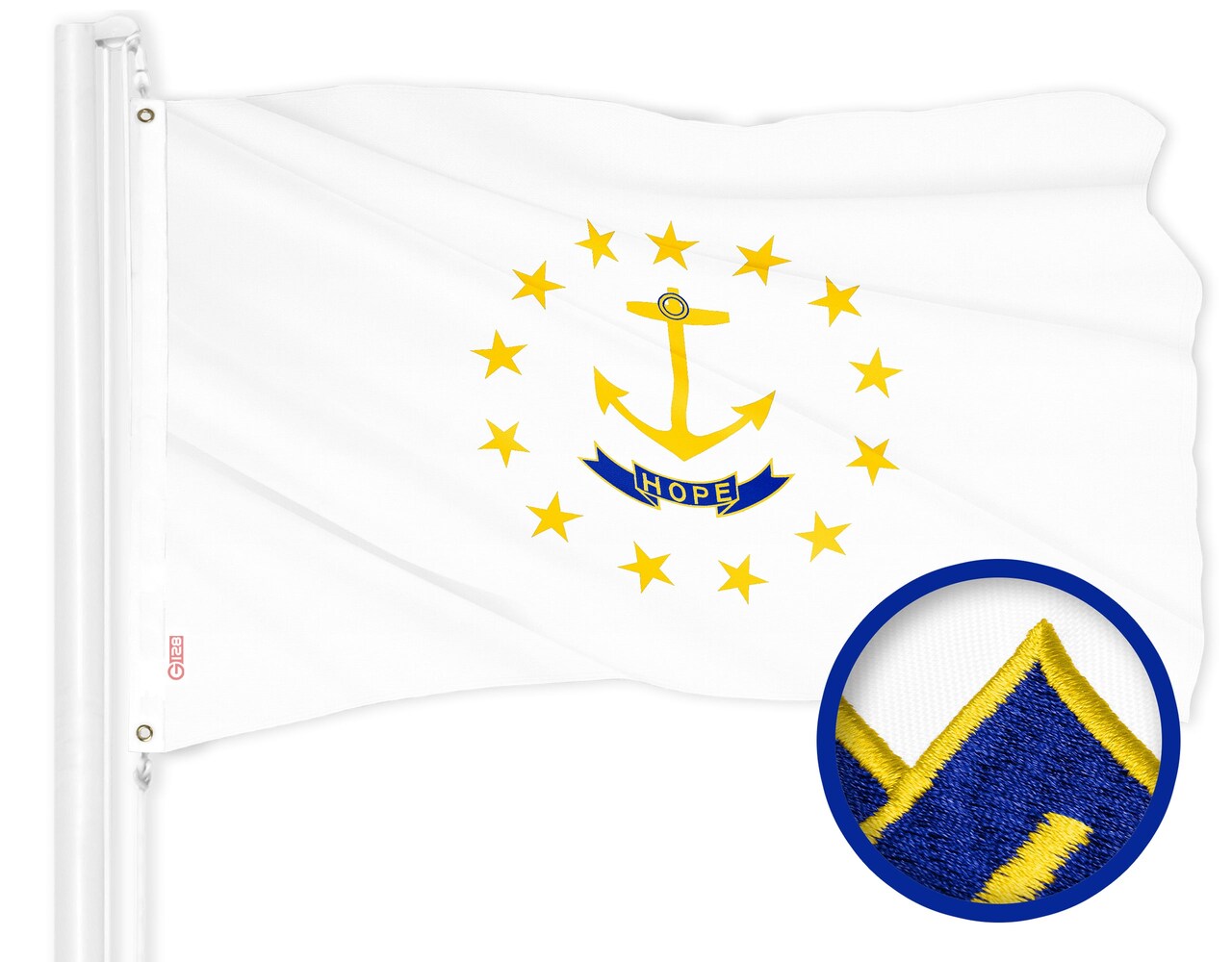 G128 Rhode Island No Golden Border Flag | 3x5 Ft | ToughWeave Series Embroidered 300D Polyester | Embroidered Design, Indoor/Outdoor, Brass Grommets